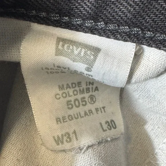 Levis 505 Regular Fit Jeans Mens 31x30 Faded Black Straight Leg Denim - Picture 5 of 8